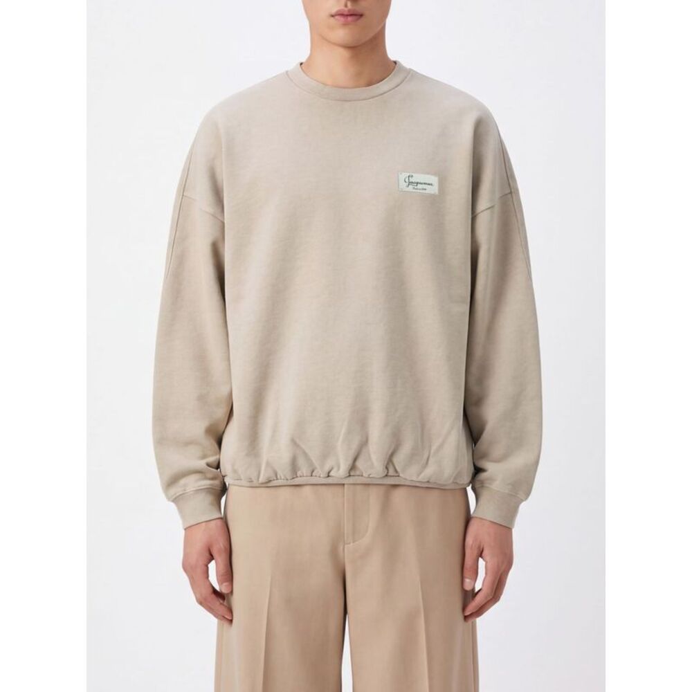 Jacquemus Men Jacquemus Contrast Logo Patch Cotton Crewneck Sweatshirt
